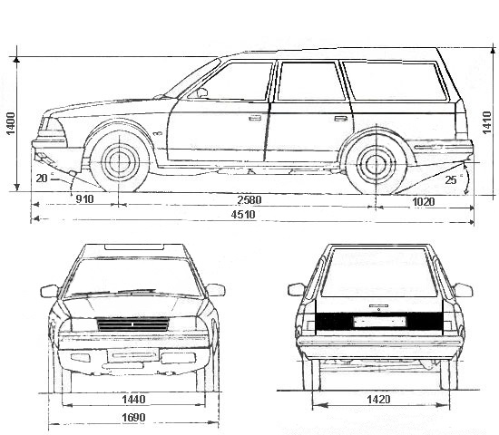 Чертеж москвича 2141