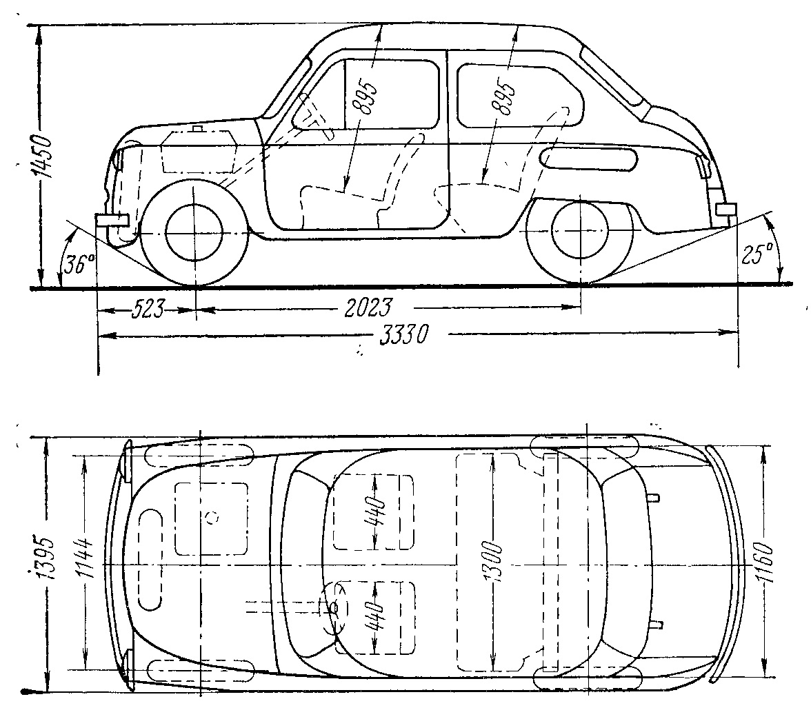 Заз 965 размеры чертеж